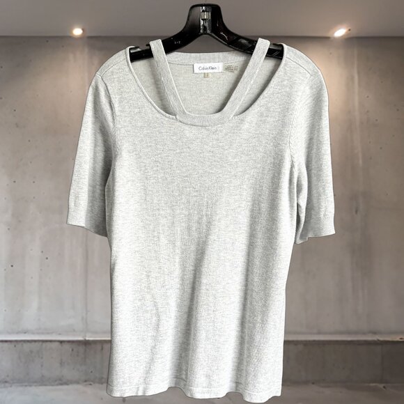 Calvin Klein Gray Knit Sweater Tee – Size Medium, Rayon Blend - Picture 1 of 6